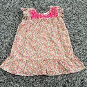 SMOCKINGBIRD Short Ruffled Sleeve Floral 100% Cotton Dress Girl's Size 3 (3T)